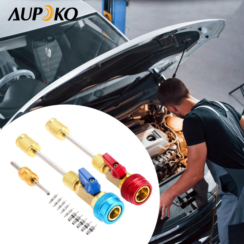Aupoko R134A Valve Core Quick Remover Installer, High Low Pressure Valve Core Remover Tools Kit for R13A Refrigerant Air Conditioner System - Image 4